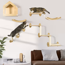 PawHut 8 Piece Cat Shelves Set with Cat House, 3 Perches