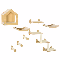 PawHut 8 Piece Cat Shelves Set with Cat House, 3 Perches - Additional view 8