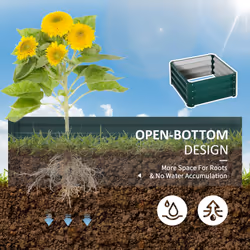 Outsunny Set of 2 Raised Garden Bed Galvanised Planter Box, Green - Additional view 4