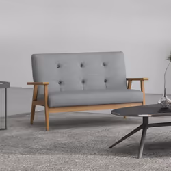 HOMCOM 2-Seater Sofa Upholstery Couch with Rubber Wood Legs Dark Grey - Additional view 5