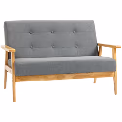 HOMCOM 2-Seater Sofa Upholstery Couch with Rubber Wood Legs Dark Grey - Additional view 7