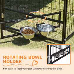 PawHut Outdoor Dog House Kennel with Canopy Top & Lock Rotating Bowl Holder - Additional view 4