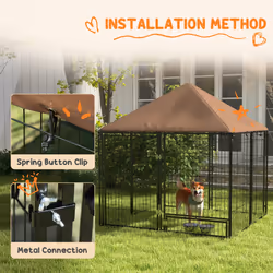 PawHut Outdoor Dog House Kennel with Canopy Top & Lock Rotating Bowl Holder - Additional view 5