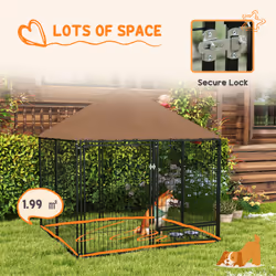 PawHut Outdoor Dog House Kennel with Canopy Top & Lock Rotating Bowl Holder - Additional view 6