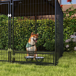 PawHut Outdoor Dog House Kennel with Canopy Top & Lock Rotating Bowl Holder - Additional view 7