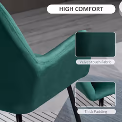 HOMCOM Modern Accent Chair Velvet-Feel Upholstered Lounge Armchair Green - Additional view 4