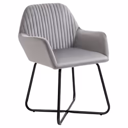 HOMCOM Modern Accent Chair Velvet-Feel Upholstered Lounge Armchair Grey