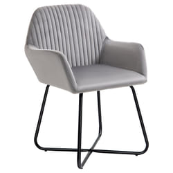 HOMCOM Modern Accent Chair Velvet-Feel Upholstered Lounge Armchair Grey