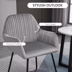 HOMCOM Modern Accent Chair Velvet-Feel Upholstered Lounge Armchair Grey