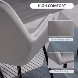 HOMCOM Modern Accent Chair Velvet-Feel Upholstered Lounge Armchair Grey - Additional view 4