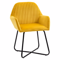 HOMCOM Modern Accent Chair Velvet-Feel Upholstered Lounge Armchair Yellow
