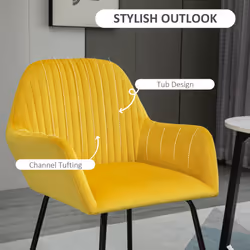 HOMCOM Modern Accent Chair Velvet-Feel Upholstered Lounge Armchair Yellow
