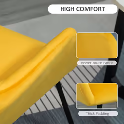 HOMCOM Modern Accent Chair Velvet-Feel Upholstered Lounge Armchair Yellow - Additional view 4