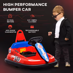 HOMCOM 6V Kids Bumper Car, 360 Rotation Waltz Car w/ 2 Speeds - Red - Additional view 7