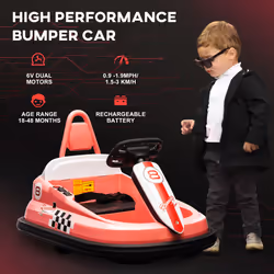 HOMCOM 6V Kids Bumper Car, 360 Rotation Waltz Car w/ 2 Speeds - Pink - Additional view 5