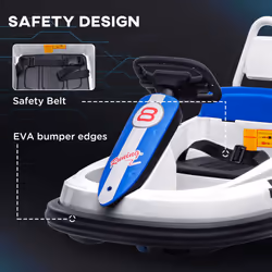 HOMCOM 6V Kids Bumper Car, 360 Rotation Waltz Car w/ 2 Speeds - White - Additional view 4