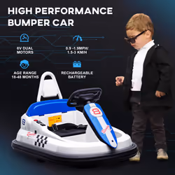 HOMCOM 6V Kids Bumper Car, 360 Rotation Waltz Car w/ 2 Speeds - White - Additional view 5
