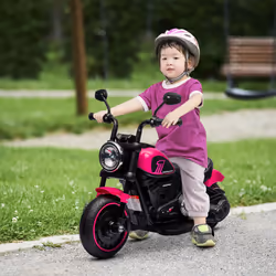 HOMCOM 6V Electric Motorbike with Training Wheels, One-Button Start - Pink