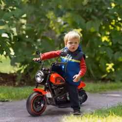 HOMCOM 6V Electric Motorbike with Training Wheels, One-Button Start - Red