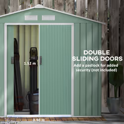 Outsunny 7 x 4ft Garden Shed Storage with Foundation Kit and Vents Light Green