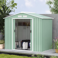 Outsunny 7 x 4ft Garden Shed Storage with Foundation Kit and Vents Light Green - Additional view 5