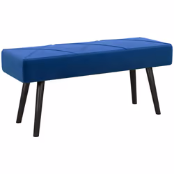 HOMCOM End of Bed Bench, Upholstered Hallway Bedroom with Steel Legs, Blue - Additional view 7