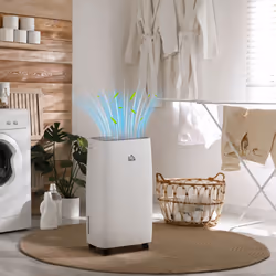HOMCOM 12L/Day 2500ml Dehumidifier for Home with 24H Timer and 2 Speed Modes