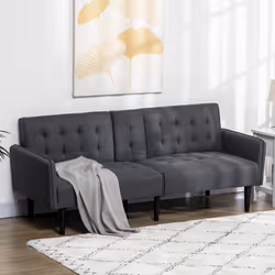 HOMCOM Upholstered Sofa bed 3 Seater Home Theater with Storage Grey