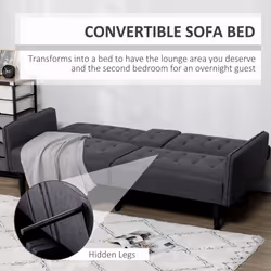 HOMCOM Upholstered Sofa bed 3 Seater Home Theater with Storage Grey