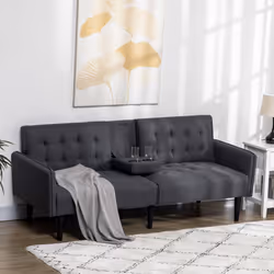 HOMCOM Upholstered Sofa bed 3 Seater Home Theater with Storage Grey - Additional view 5