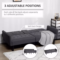 HOMCOM Upholstered Sofa bed 3 Seater Home Theater with Storage Grey - Additional view 6