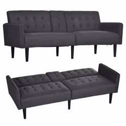 HOMCOM Upholstered Sofa bed 3 Seater Home Theater with Storage Grey - Additional view 8