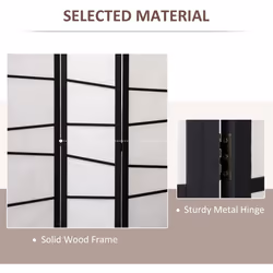 HOMCOM Folding Room Divider 3 Panel Privacy Screen Protector with Wooden Frame - Additional view 4