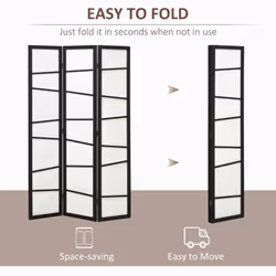 HOMCOM Folding Room Divider 3 Panel Privacy Screen Protector with Wooden Frame - Additional view 5