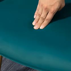 HOMCOM Button Tufted Armchair with Footstool and Gold Tone Steel Legs Dark Green - Additional view 5