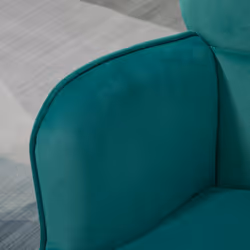 HOMCOM Button Tufted Armchair with Footstool and Gold Tone Steel Legs Dark Green - Additional view 7