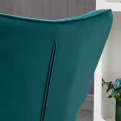 HOMCOM Button Tufted Armchair with Footstool and Gold Tone Steel Legs Dark Green - Additional view 8