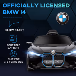 HOMCOM BMW i4 Licensed 12V Kids Electric Ride-On Car w/ Remote Control - Black