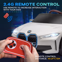 HOMCOM BMW i4 Licensed 12V Kids Electric Ride-On Car w/ Remote Control - White