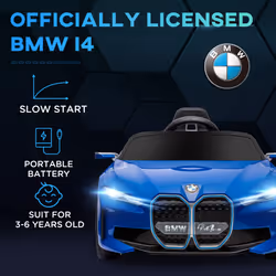 HOMCOM BMW i4 Licensed 12V Kids Electric Ride-On Car w/ Remote Control - Blue