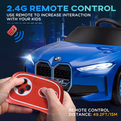 HOMCOM BMW i4 Licensed 12V Kids Electric Ride-On Car w/ Remote Control - Blue