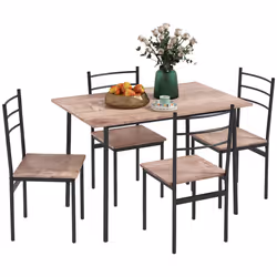 HOMCOM 5 Piece Dining Table and Chairs Set, Space Saving, Brown and Black