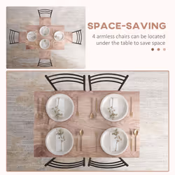 HOMCOM 5 Piece Dining Table and Chairs Set, Space Saving, Brown and Black - Additional view 4