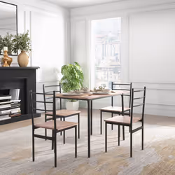 HOMCOM 5 Piece Dining Table and Chairs Set, Space Saving, Brown and Black - Additional view 6