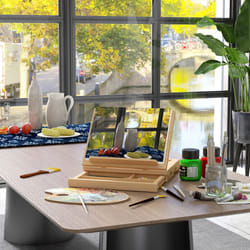 Vinsetto Wooden Table Easel Box with Storage Portable Folding Artist Easel