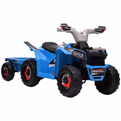 HOMCOM Electric Quad Bike, 6V Kids Ride-On ATV with Back Trailer - Blue - Additional view 8