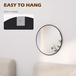 HOMCOM Wall Mirror for Living Room Bedroom, 61 cm Circle Bathroom Mirror, Black - Additional view 4