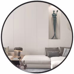 HOMCOM Wall Mirror for Living Room Bedroom, 61 cm Circle Bathroom Mirror, Black - Additional view 8
