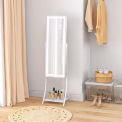 HOMCOM LED Lighted Full Length Mirror, Floor Standing Mirror with Storage Shelf