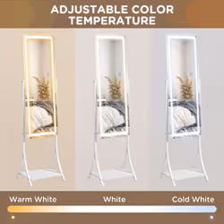 HOMCOM LED Lighted Full Length Mirror, Floor Standing Mirror with Storage Shelf - Additional view 4